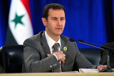 Bachar el-Assad lors d'une conférence du parti Baas, à Damas.
