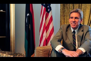 <br />
Christopher Stevens chez lui à Tripoli, le 28 juin dernier.
