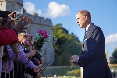 Le prince Edward, comte de Wessex, devant le château de Windsor le 16 septembre 2022.
