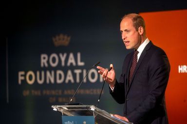Le prince William prend la parole lors du sommet United for Wildlife (UfW) au Science Museum de Londres, le 4 octobre 2022.
