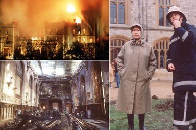 Photos d'époque de l'incendie du château de Windsor survenu le 20 novembre 1992