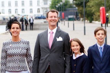 Le prince Joachim et la princesse Marie de Danemark avec leurs enfants le prince Henrik et la princesse Athena à Copenhague, le 11 septembre 2022