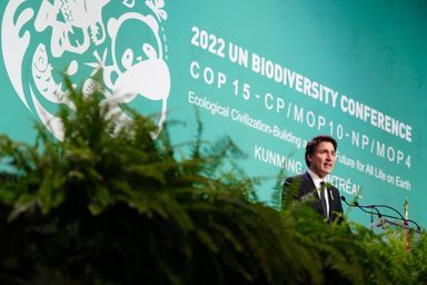 Justin Trudeau au lancement de la COP15.