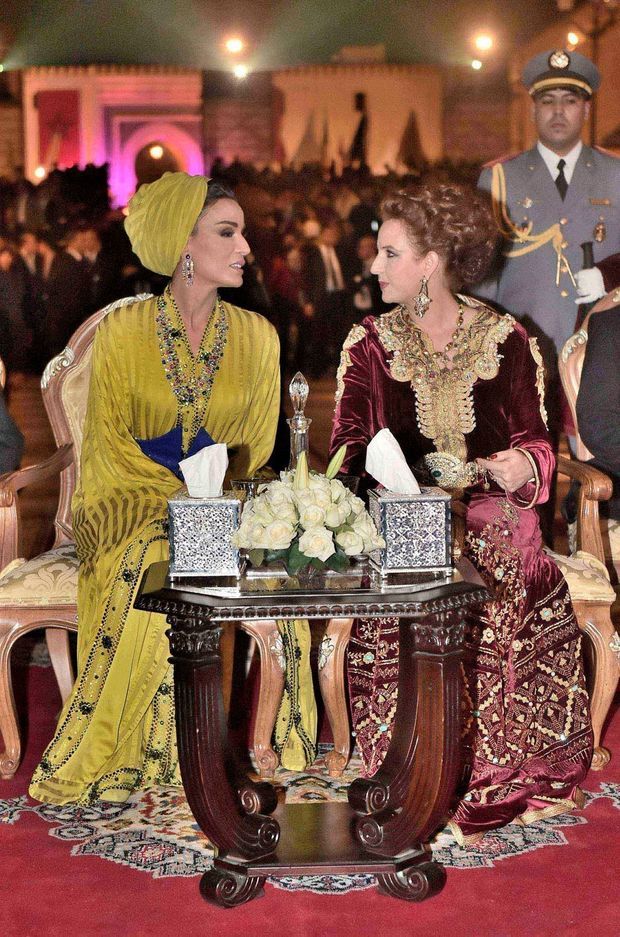 La Sheikha Mozah du Qatar et Lalla Salma du Maroc à Fès, le 7 mai 2016
