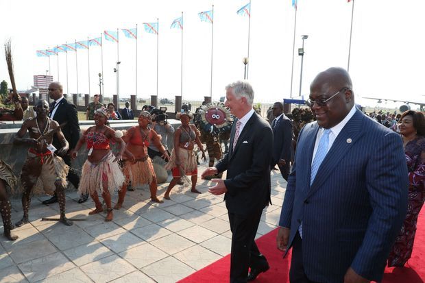 Le roi des Belges Philippe et le président congolais Félix Tshisekedi à Kinshasa, le 7 juin 2022