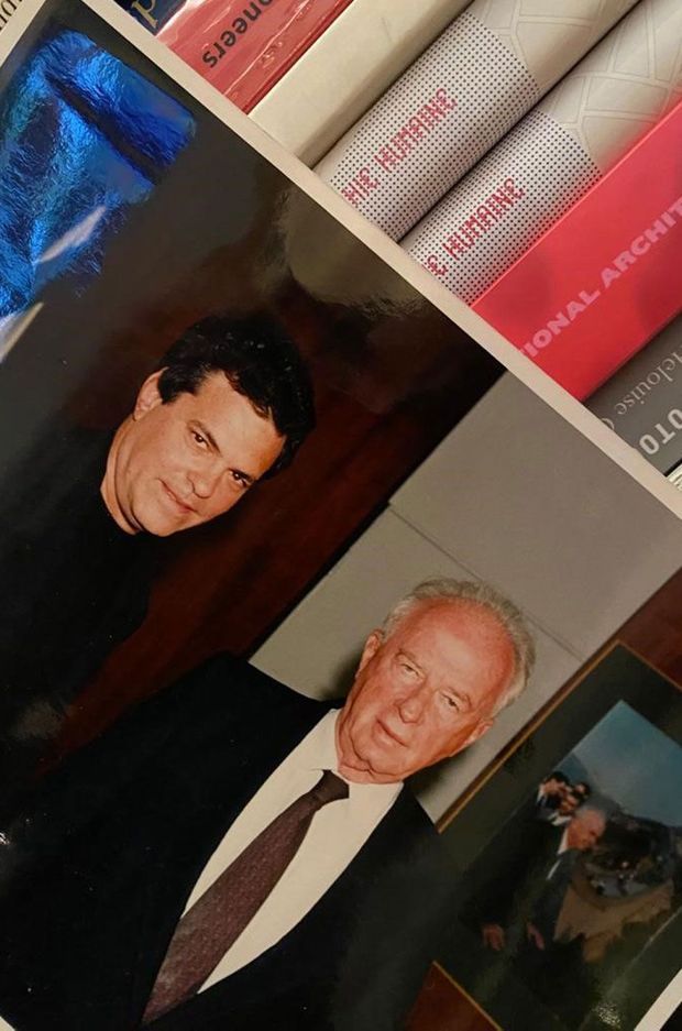 Amos Gitaï et Itzhak Rabin, sur une photo de leur rencontre.