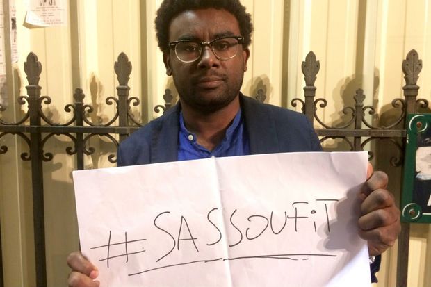 Le vrai Andrea Ngombet, du collectif Sassoufit, à Paris le 14 décembre 2016