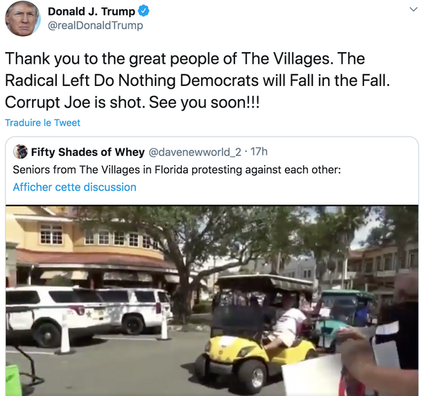 Capture d'écran du tweet de Donald Trump avant sa suppression. Capture d'écran du tweet de Donald Trump avant sa suppression.