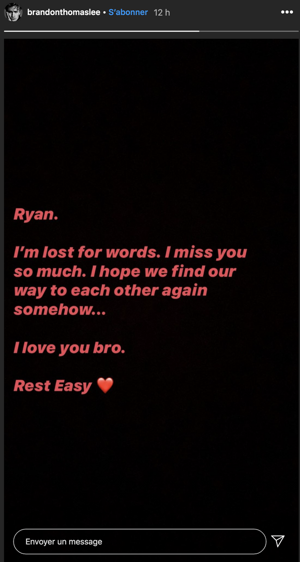 Brandon Thomas Lee rend hommage à Ryan Breaux le 2 août 2020 Brandon Thomas Lee rend hommage à Ryan Breaux le 2 août 2020