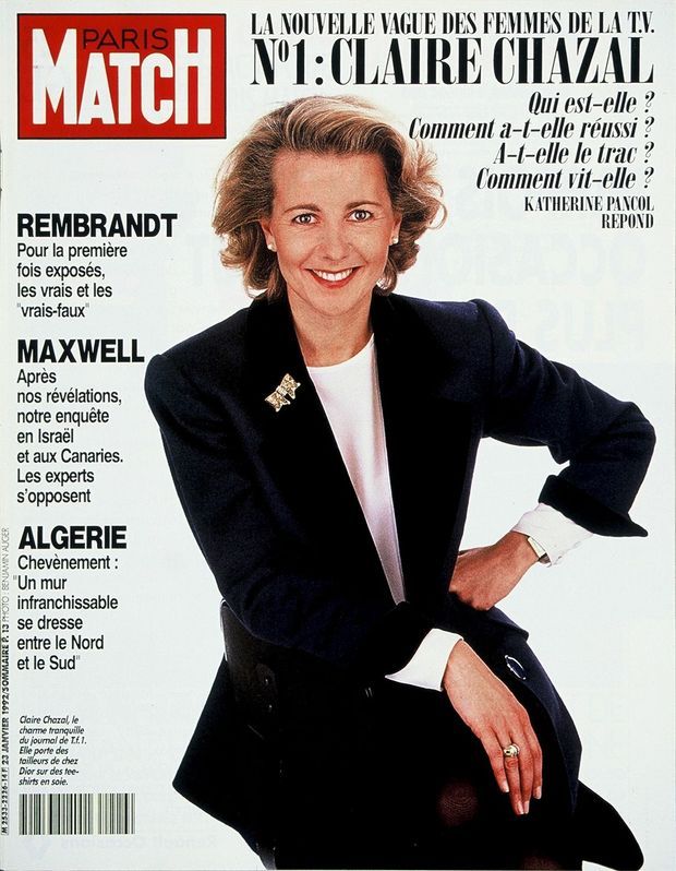 « Claire Chazal, n°1 de la nouvelle vague des femmes de la TV » - Couverture de Paris Match n°2226, 23 janvier 1992.