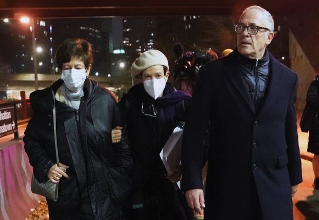 Christine, Isabel and Kevin Maxwell leaving federal court in New York on December 29 after their sister's sentencing.  With their brother Ian, they all made the trip.