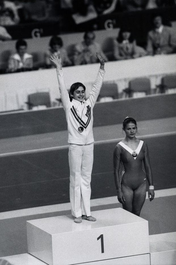 Nadia Comaneci aux Jeux olympiques d'été de 1976 à Montréal.