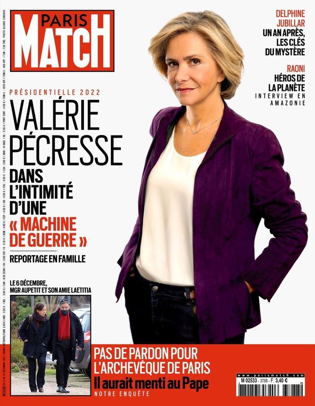 Valérie Pécresse en couverture de Paris Match n°3788, daté du 9 décembre 2021.