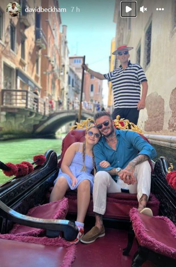 David Beckham et sa fille Harper à Venise, sur Instagram, le 13 juin 2022.