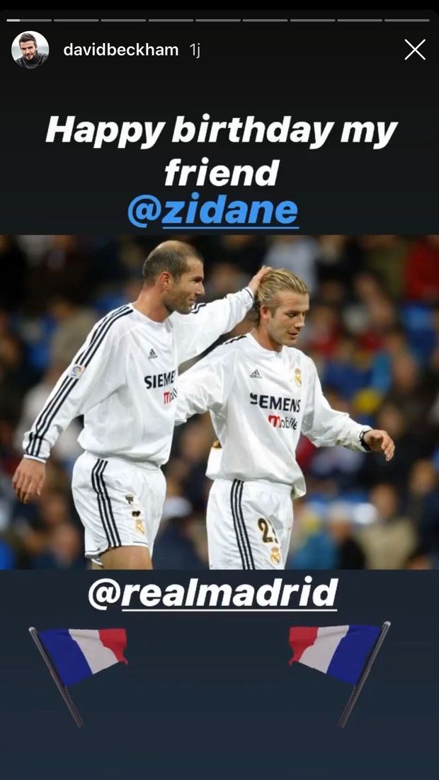 David Beckham célèbre l'anniversaire de Zinedine Zidane David Beckham célèbre l'anniversaire de Zinedine Zidane