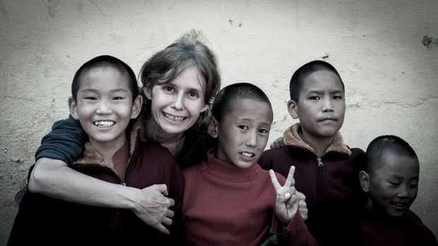 Isabelle Garcia-Chopin et les petits moines. Isabelle Garcia-Chopin et les petits moines.