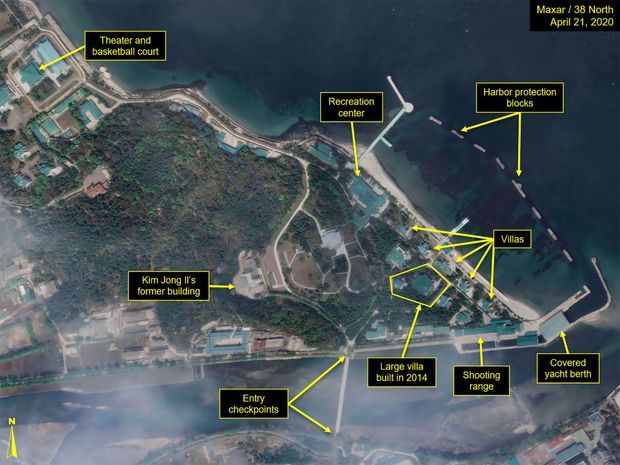 Vue satellite du complexe dédié au dictateur nord-coréen à Wonsan, le 21 avril. Vue satellite du complexe dédié au dictateur nord-coréen à Wonsan, le 21 avril.