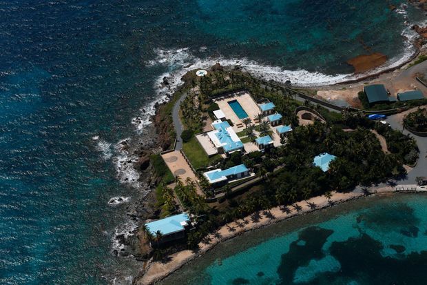 Vue aérienne de l'île privée de Jeffrey Epstein, Little Saint-James, le 21 juillet. Vue aérienne de l'île privée de Jeffrey Epstein, Little Saint-James, le 21 juillet.