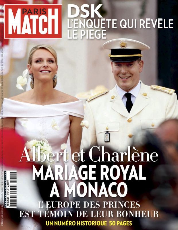 Mariage royal à Monaco, en couverture de Paris Match n°3242, 4 juillet 2011 Mariage royal à Monaco, en couverture de Paris Match n°3242, 4 juillet 2011