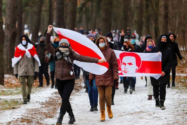 Manifestation à Minsk, au Bélarus, le 13 décembre 2020. Manifestation à Minsk, au Bélarus, le 13 décembre 2020.