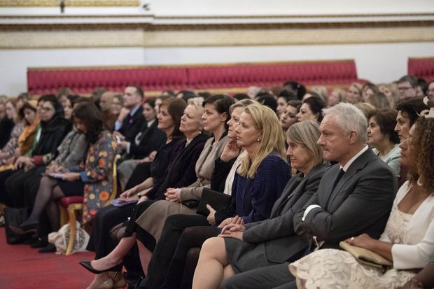 La princesse Mabel des Pays-Bas (4e depuis la droite) à Buckingham Palace à Londres, le 8 mars 2019