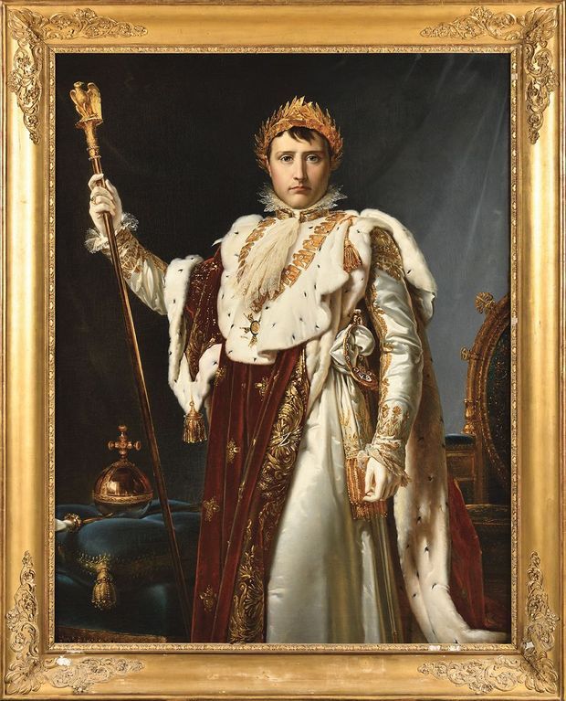 Portrait de Napoléon Ier en tenue de sacre, par l'Atelier de Gérard, en vente chez Osenat à Fontainebleau le 9 novembre 2021