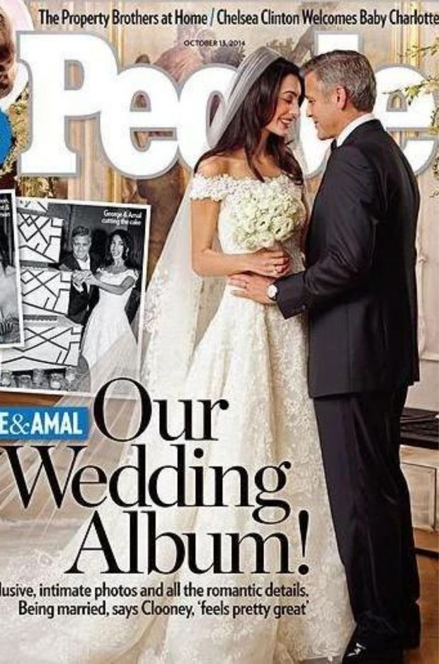 Couverture du magazine People avec les photos exclusives du mariage d'Amal et George Clooney