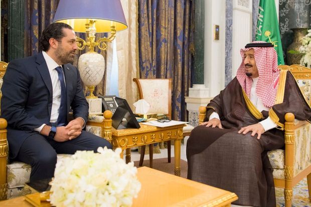 Le Premier ministre libanais Saad Hariri et le roi Salman d'Arabie Saoudite.