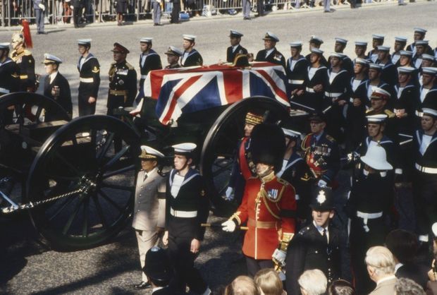 Les funérailles nationales de Lord Mountbatten à Londres, le 5 septembre 2015.