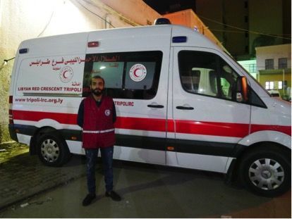 Abdel Karim, bénévole pour le Croissant rouge, au siège de l’ONG à Tripoli, mai 2019 Abdel Karim, bénévole pour le Croissant rouge, au siège de l’ONG à Tripoli, mai 2019
