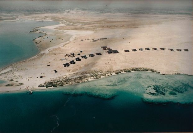 Aerial view of the bungalows of the Arous Holiday Village, not far from Port-Sudan.