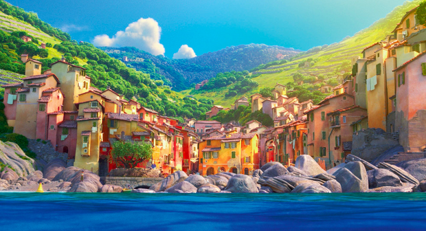 Vue de Portorosso, village fictif inspiré des cinq villages des Cinque Terre, où atterrit Luca.