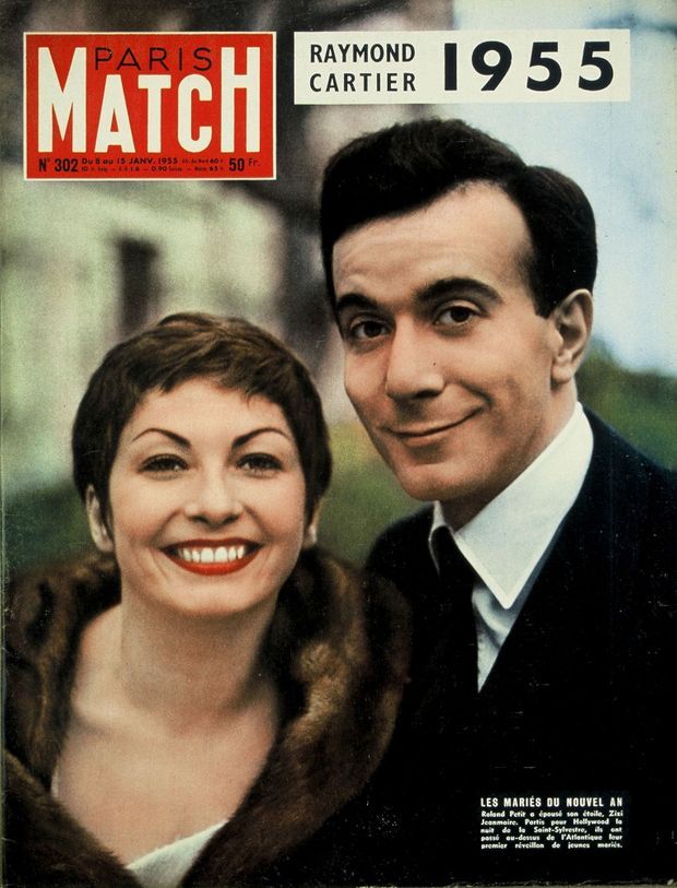 « Les mariés du nouvel an », Zizi Jeanmaire et Roland Petit en couverture de Paris Match n°302, 8 janvier 1955. « Les mariés du nouvel an », Zizi Jeanmaire et Roland Petit en couverture de Paris Match n°302, 8 janvier 1955.