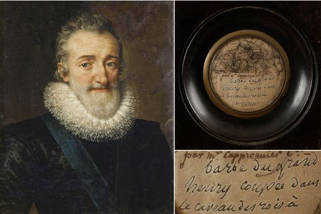 Portrait d’Henri IV par Frans Pourbus dit le Jeune, 1610 (collection privée) – Poils de barbe attribués à Henri IV, vendus aux enchères le 19 septembre 2019 par la Maison Ader