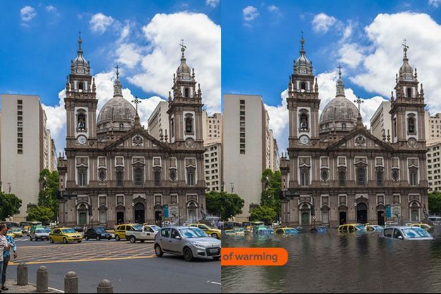 la ville de Rio sous l'effet de la montée des eaux.