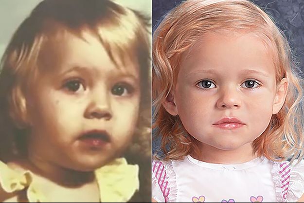 Une image de la petite fille et le portrait réalisé par ordinateur par le National Center for Missing & Exploited Children. 