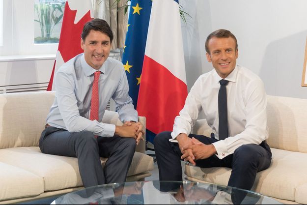 Justin Trudeau et Emmanuel Macron lors du sommet du G7 à Biarritz en 2019