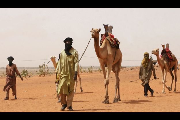  Mai 2010: des Touaregs amènent leur troupeaux de chameaux vers le fleuve Niger dans la ville malienne de Gao.
