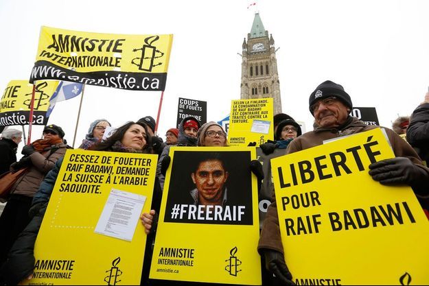 Rassemblement avec Ensaf Haidar à Ottawa pour la libération de Raif Badawi. 