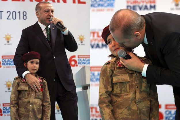 Recep Tayyip Erdogan et la fillette à Kahramanmaraş, le 24 février 2018.