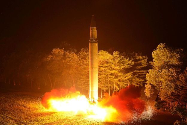 Le missile ballistique intercontinental (ICBM) Hwasong-14 tiré le 29 juillet 2017. 