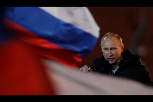 Vladimir Poutine en larmes après la proclamation de sa victoire.