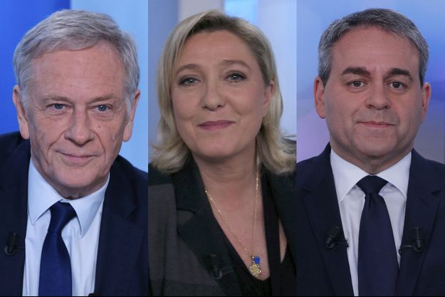 Pierre de Saintignon, candidat PS, Marine Le Pen, candidate FN et Xavier Bertrand, candidat des Républicains.