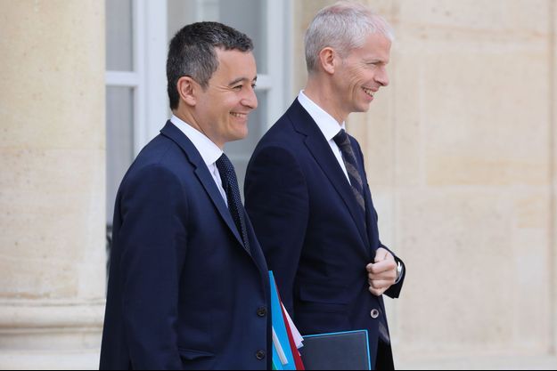 Gérald Darmanin et Franck Riester, à l'Elysée en mai 2019.