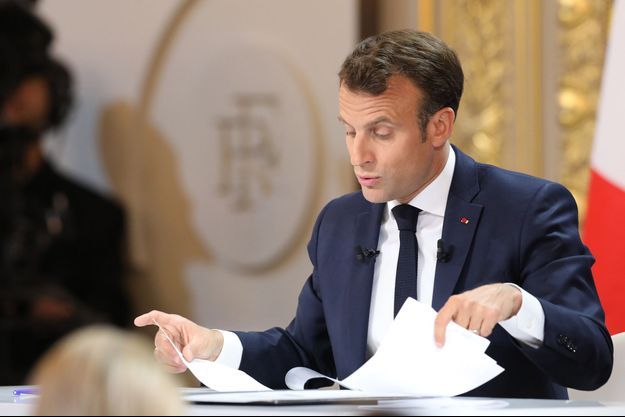 Emmanuel Macron jeudi à l'Elysée lors de sa conférence de presse. 