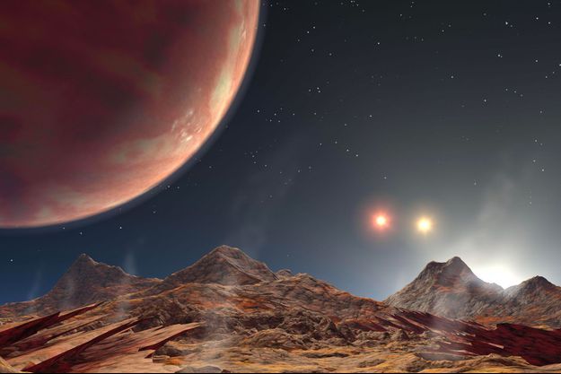 Illustration d'une planète aux multiples étoiles.