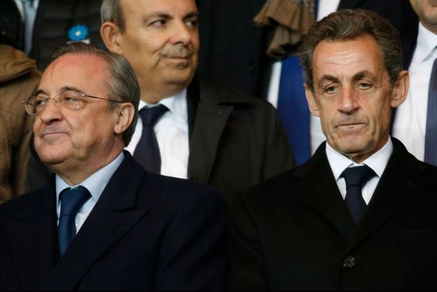 Nicolas Sarkozy aux côtés du président du Real Madrid Florentino Perez le 21 octobre dernier, au Parc des Princes.