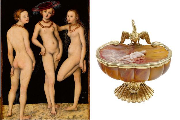 A g: « Les trois grâces », de Lucas Cranach, la première œuvre acquise avec les dons du public en 2010. A d.: Le chef-d’œuvre convoité : « Vénus et l’Amour », de Miseroni.