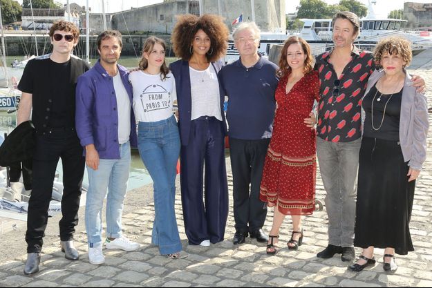 Les acteurs Nicolas Maury, Gregory Montel, Fanny Sydney, Stefi Celma, Dominique Besnehard, Laure Calamy, Thibault de Montalembert et Liliane Rovere, le 14 septembre 2018 à La Rochelle. 