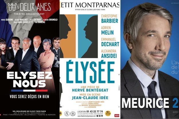 « Élysez-nous», au théâtre des Deux Ânes, jusqu’au 29 avril. « Élysée», au théâtre du Petit Montparnasse, du 14janvier au 24avril. « Meurice 2022», le 18 janvier au Café de la gare et en tournée jusqu’au 20 mai.